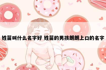 姓苗叫什么名字好 姓苗的男孩朗朗上口的名字